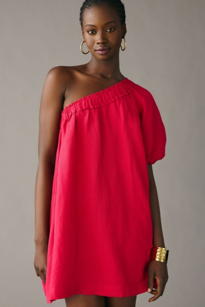 One-Shoulder Linen Mini Dress | Nuuly