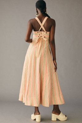 Square-Neck Tie-Back A-Line Dress