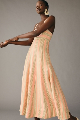 Square-Neck Tie-Back A-Line Dress