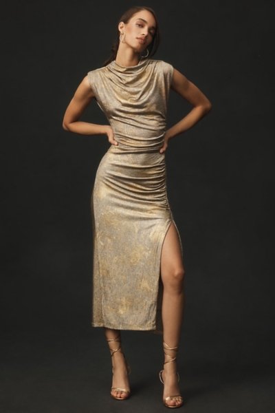 The Maya Ruched Cowl-Neck Dress: Shine Edition | Nuuly