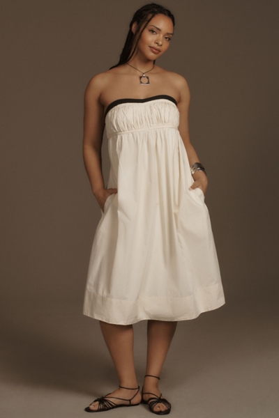 open lace back dress Moon Dance Strapless Dress in Ivory