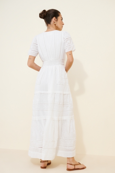 knee length dresses for ladies Scallop Pintuck Maxi In Taormina Cream – Blue Beetle main image 0
