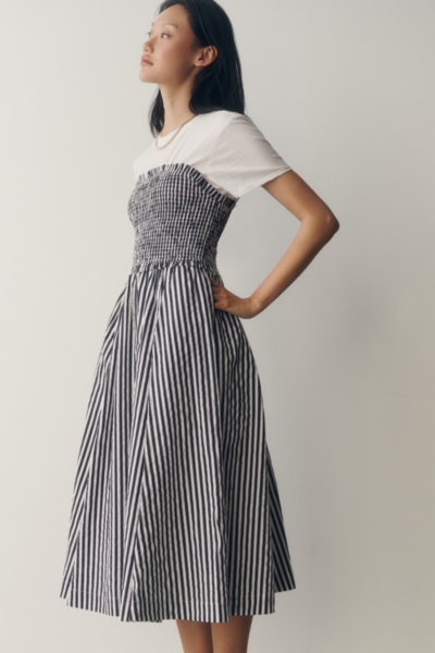 black and white poplin dress Black & White Collared Backless Poplin Maxi Dress  shopaleena