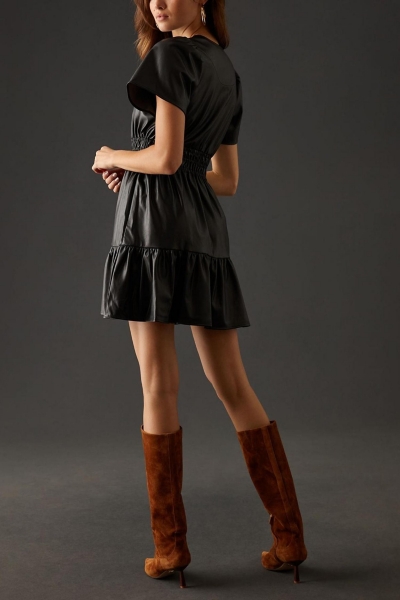 the somerset mini dress faux leather edition Isak Woven Faux Leather Mini Dress Black