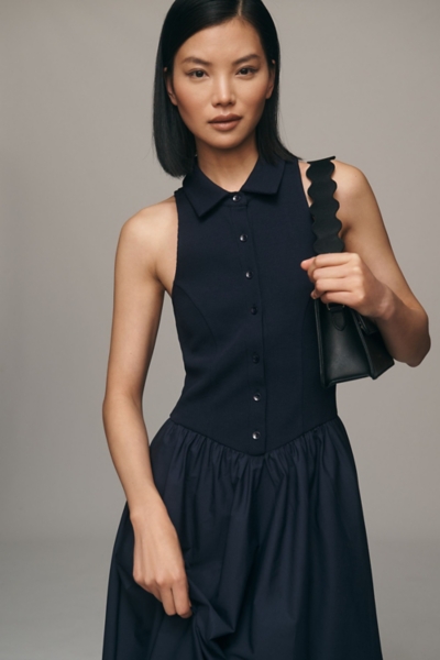Sleeveless Collared Drop-Waist Midi Dress | Nuuly