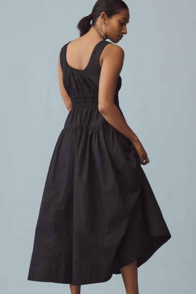 Scoop-Neck Smocked Poplin Midi Dress | Nuuly