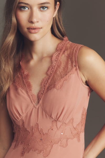 V-Neck Lace-Panel Maxi Dress | Nuuly