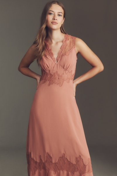 fitted lace wedding dress The Indian Leaf Lace Panel Maxi Dress - Anicoletta's Boutique