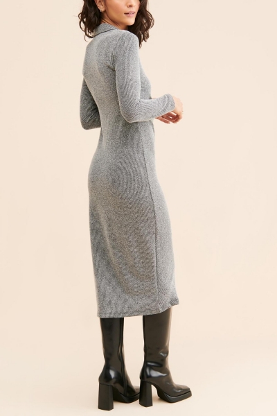 knee length dresses for ladies Roxane Grey Ruched Shift Midi Dress (Final Sale), L / Grey main image 1