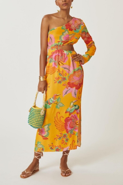 Single-Shoulder Printed Maxi Dress | Nuuly
