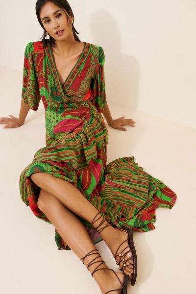Flutter-Sleeve Wrap Maxi Dress | Nuuly