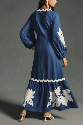 Flounce Embroidered Maxi Dress