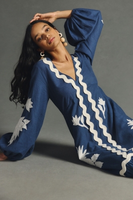 Flounce Embroidered Maxi Dress