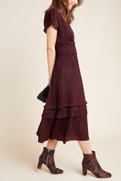 current air sereia pleated midi dress Anthropologie current air sereia