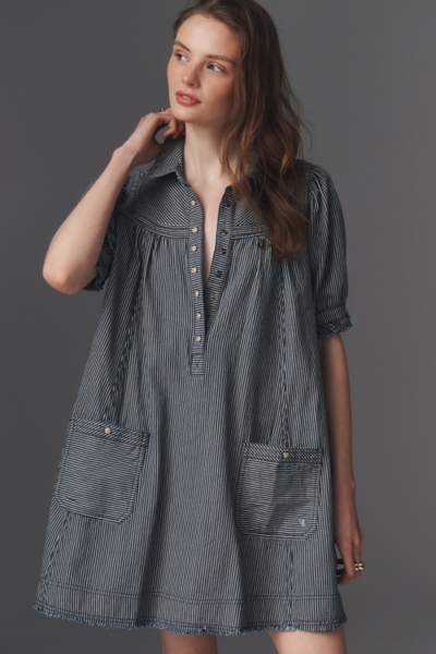 Cotton Workwear Swing Mini Dress