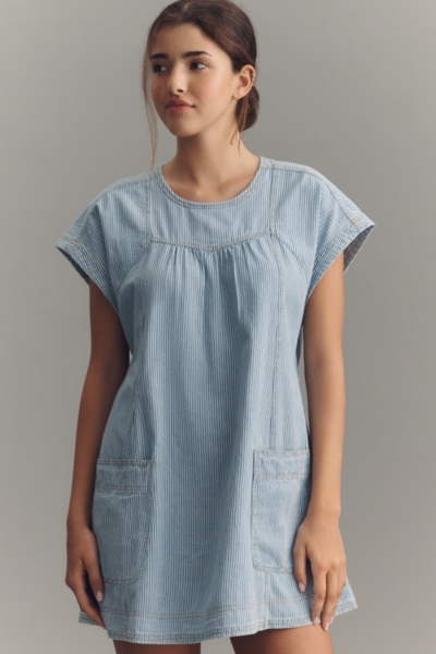 white christmas dresses The Painters Denim Mini Dress - Danube Denim Short Sleeve Mini Dress main image 1