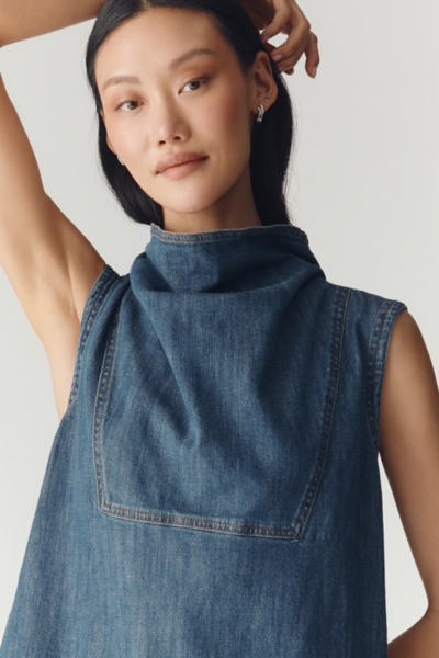 Sleeveless Denim Mock-Neck Mini Dress | Nuuly