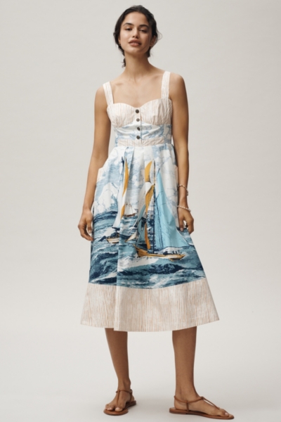 sachin and babi light blue dress Maeve Sleeveless Scoop-Neck Daisy Border Drop-Waist Mini Dress main image 0