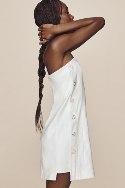 European Linen Stretch Strapless Shift Dress | Nuuly