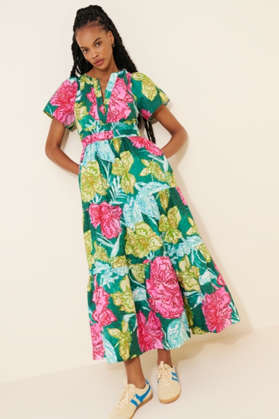 nuuly dresses Montret Umgee Notched Shift Dress with Trim Detail Mocha / L main image 1