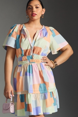 Short-Sleeve Boxy Eyelet Popover Blouse