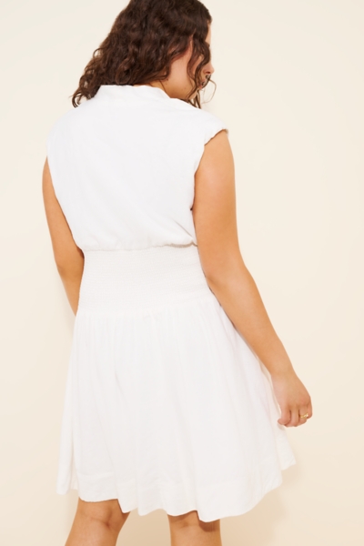 nuuly the tommie short-sleeve smocked front-zip mini shirt dress The Tommie Short-Sleeve Smocked Front-Zip Mini Shi