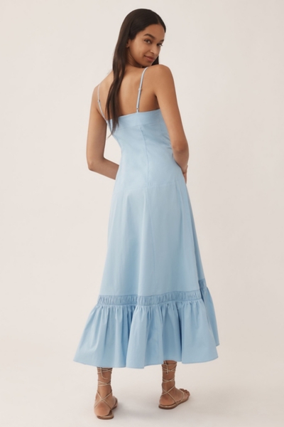 Zip-Front Ruffle-Hem Midi Dress | Nuuly