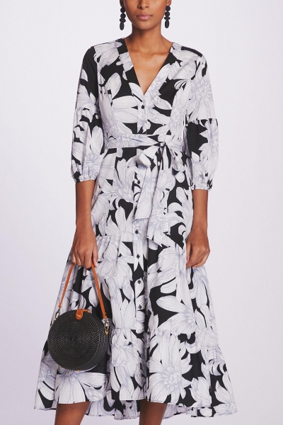 Puff-Sleeved Midi Dress | Nuuly