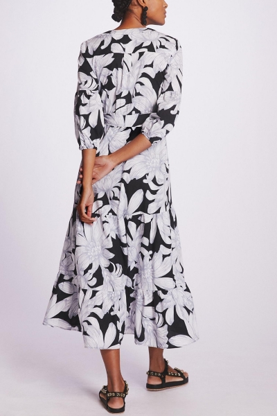 chinese dress ladies Anne Klein Smocked Maxi Dress
