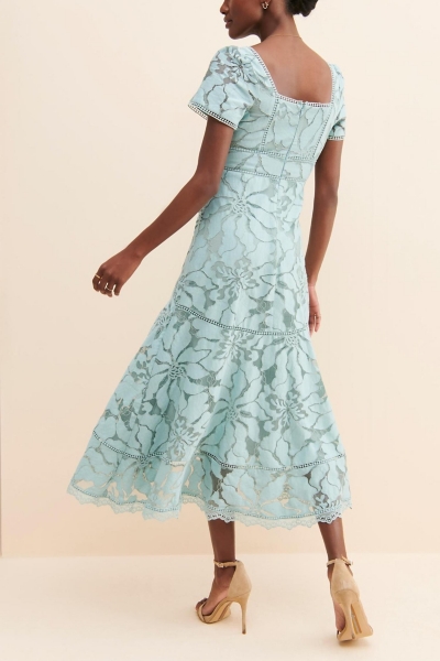 green emerald velvet dress Floral Lace-Trim Maxi Dress main image 0
