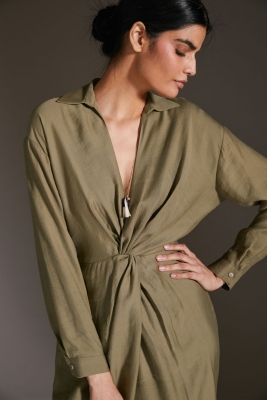 Twist Waist Button Front Shirt Dress | Nuuly