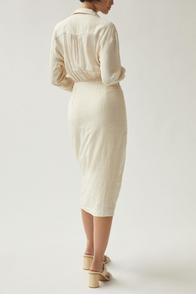 knee length dresses for ladies Color Block Waist Knot Midi Dress – Gabi Swimwear main image 1