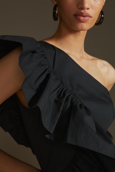 maeve ruffled one shoulder mini dress Anthropologie Maeve Ruffled One-Shoulder Mini Dress Sz 14 (runs small)