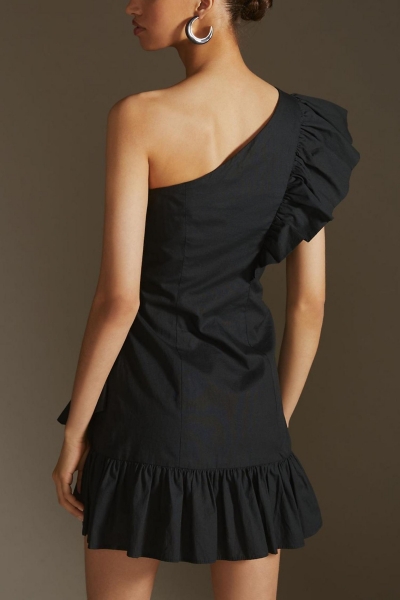 maeve ruffled one shoulder mini dress Anthropologie Maeve Ruffled One-Shoulder Mini Dress Sz 14 (runs small)