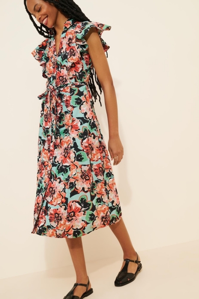 Flutter-Sleeve Midi Shirt Dress | Nuuly