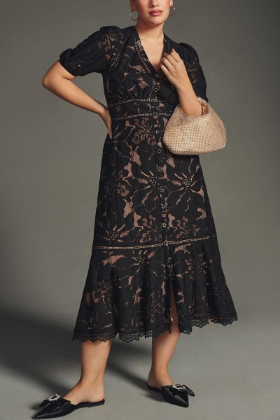 Puff-Sleeve Lace Dress | Nuuly