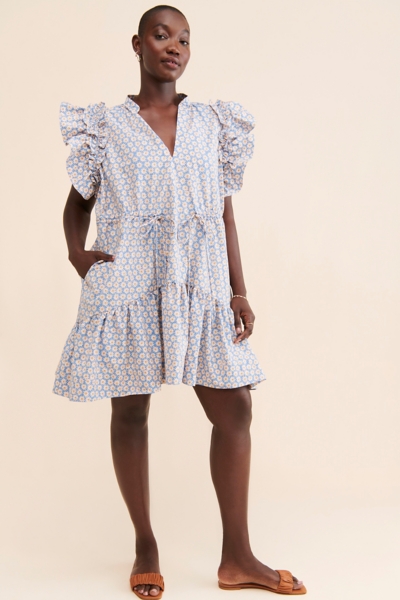 short sleeve ruffle mini dress ASOS DESIGN short sleeve ruffle bust mini dress in navy plaid