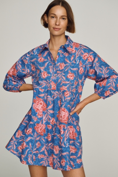 bettina tiered mini shirt dress The Bettina Tiered Mini Shirt Dress: Linen Edition