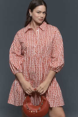 Short-Sleeve Boxy Eyelet Popover Blouse
