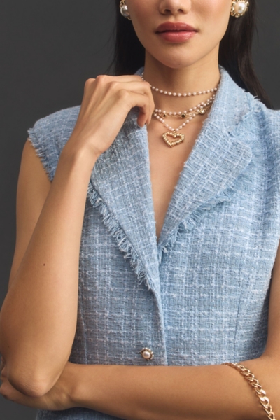 maeve sleeveless tweed blazer mini dress Sleeveless Tweed Blazer Mini Dress