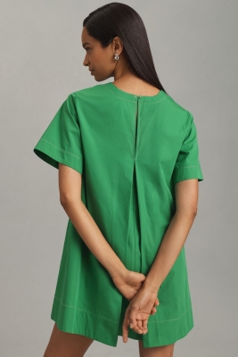 Short-Sleeve Crew-Neck Swing Mini Dress