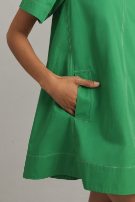 Short-Sleeve Crew-Neck Swing Mini Dress
