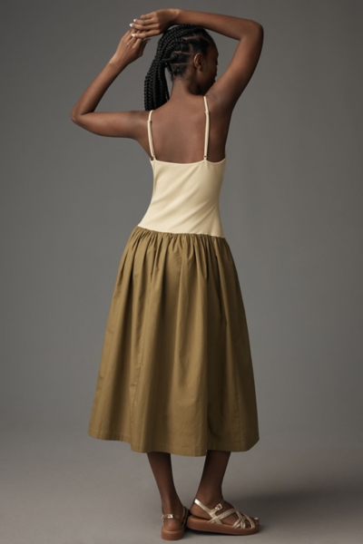maeve sleeveless rib poplin twofer midi dress Sleeveless Ribbed Poplin Twofer Midi Dress