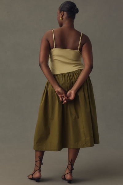 Sleeveless Ribbed Poplin Twofer Midi Dress | Nuuly