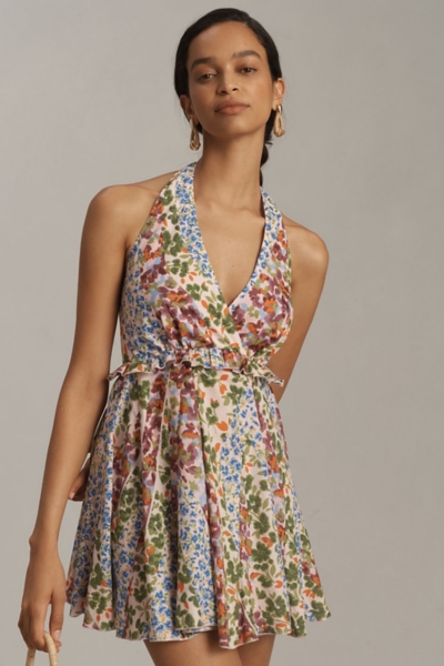 sachin and babi light blue dress Halter Floral Mini Dress