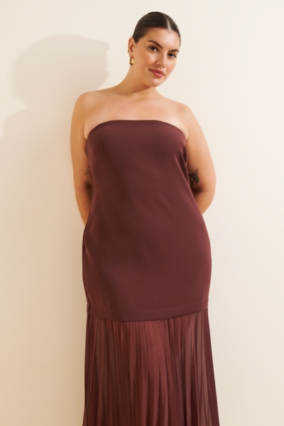 strapless twofer sheer dress anthropologie By Anthropologie Strapless Twofer Pleated Midi Dress at Mall of America in  Bloomington, MN