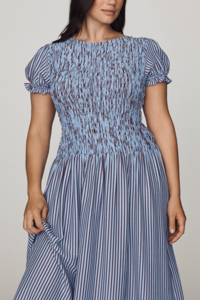smocked maxi dress short sleeve Sample Floral Smocked Short Puff Sleeve Maxi Dress