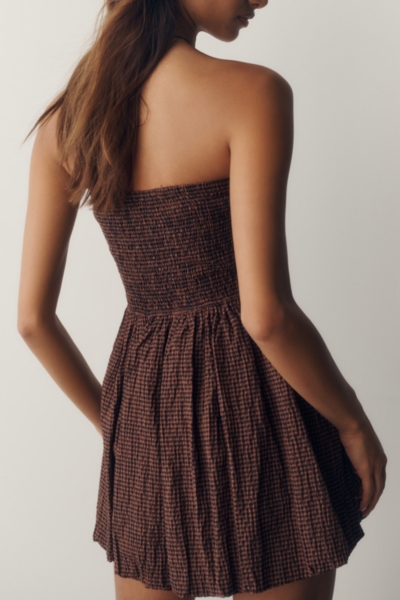 brown strapless bubble dress AE Strapless Drop Waist Mini Bubble Dress Women's Brown XXL