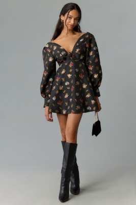 Sculpted V-Neck Tunic Mini Dress