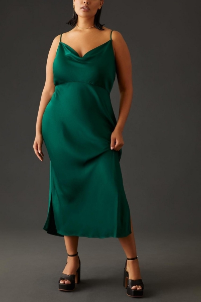 elyse satin dress Elyse pleated silk-blend maxi dress in blue - Staud